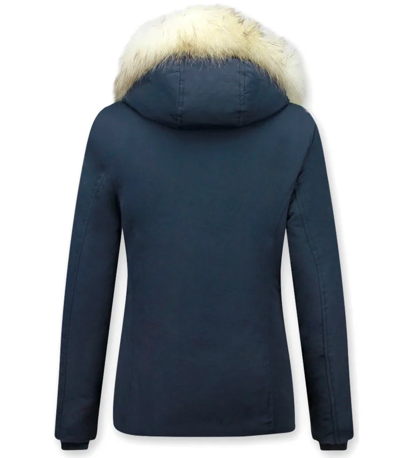PARKA MUJER CAPUCHA PELO  5897B  AZUL